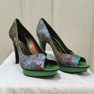 Carlos Santana Pleasure-Aqua Satin Heels